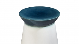 Pouf H30 CHAÏ Aqua et Blanc