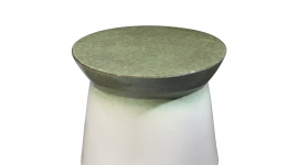 Pouf H30 CHAÏ Vert Kaki et Blanc